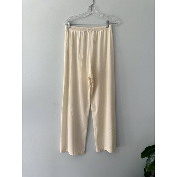80s Vintage Vanity Fair Pajama Set Size 38 Cream Short Sleeve Top Long Pants - Picture 5 of 13